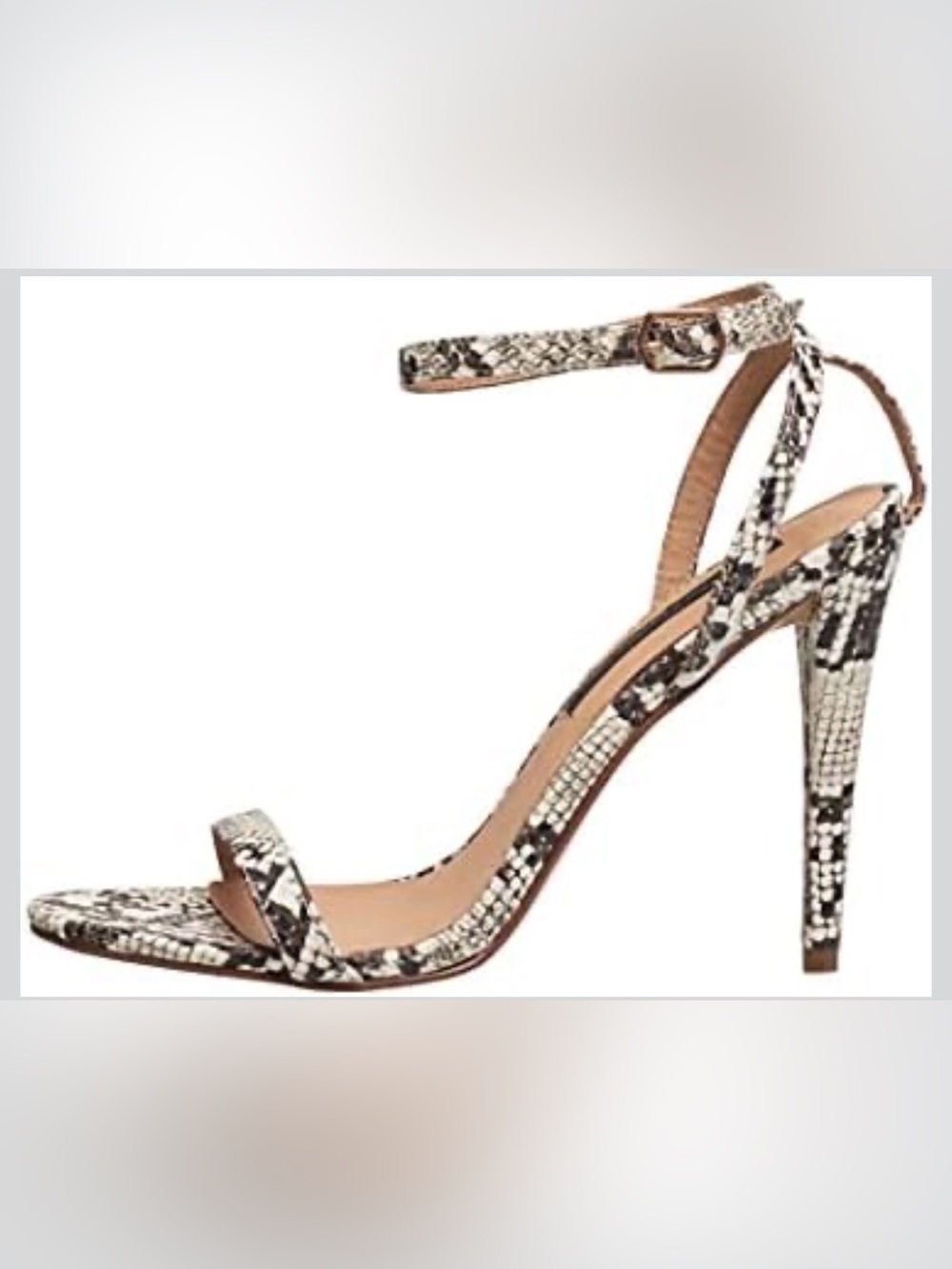 French Connection Snake-Print Strappy Heels in Black & Cream Size 9 NWOB